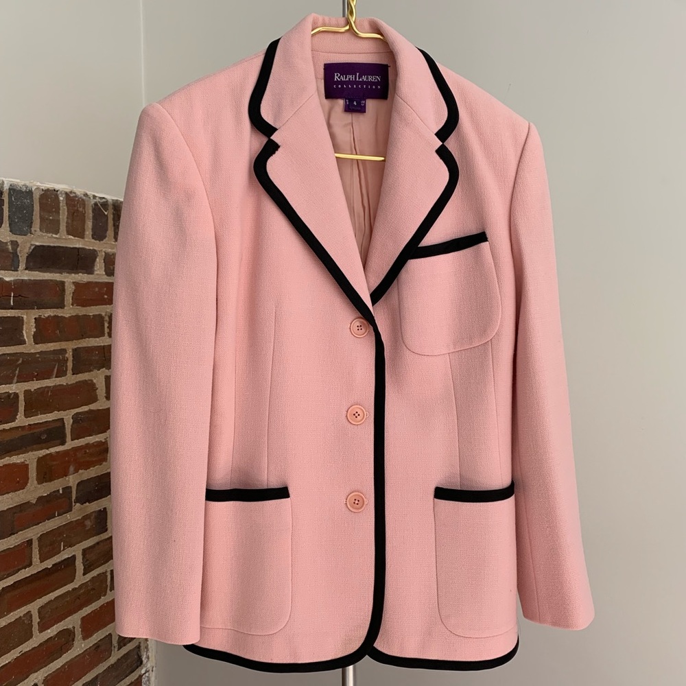 Ralph Lauren Collection Pink Blazer Black Piping